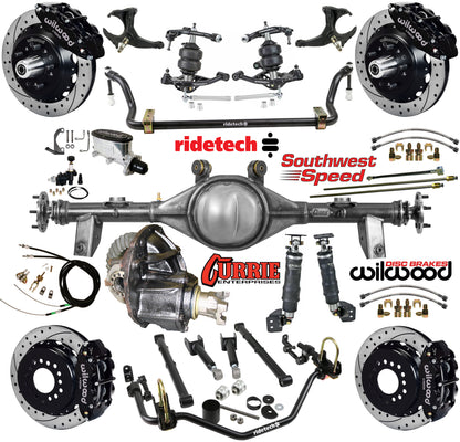 AIR RIDE SYSTEM,CURRIE REAR END,WILWOOD 13" DRILLED,BLACK,78-88 GM G-BODY