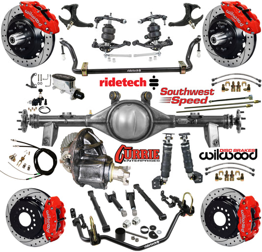 AIR RIDE SYSTEM,CURRIE REAR END,WILWOOD 13" DRILLED,RED,78-88 GM G-BODY