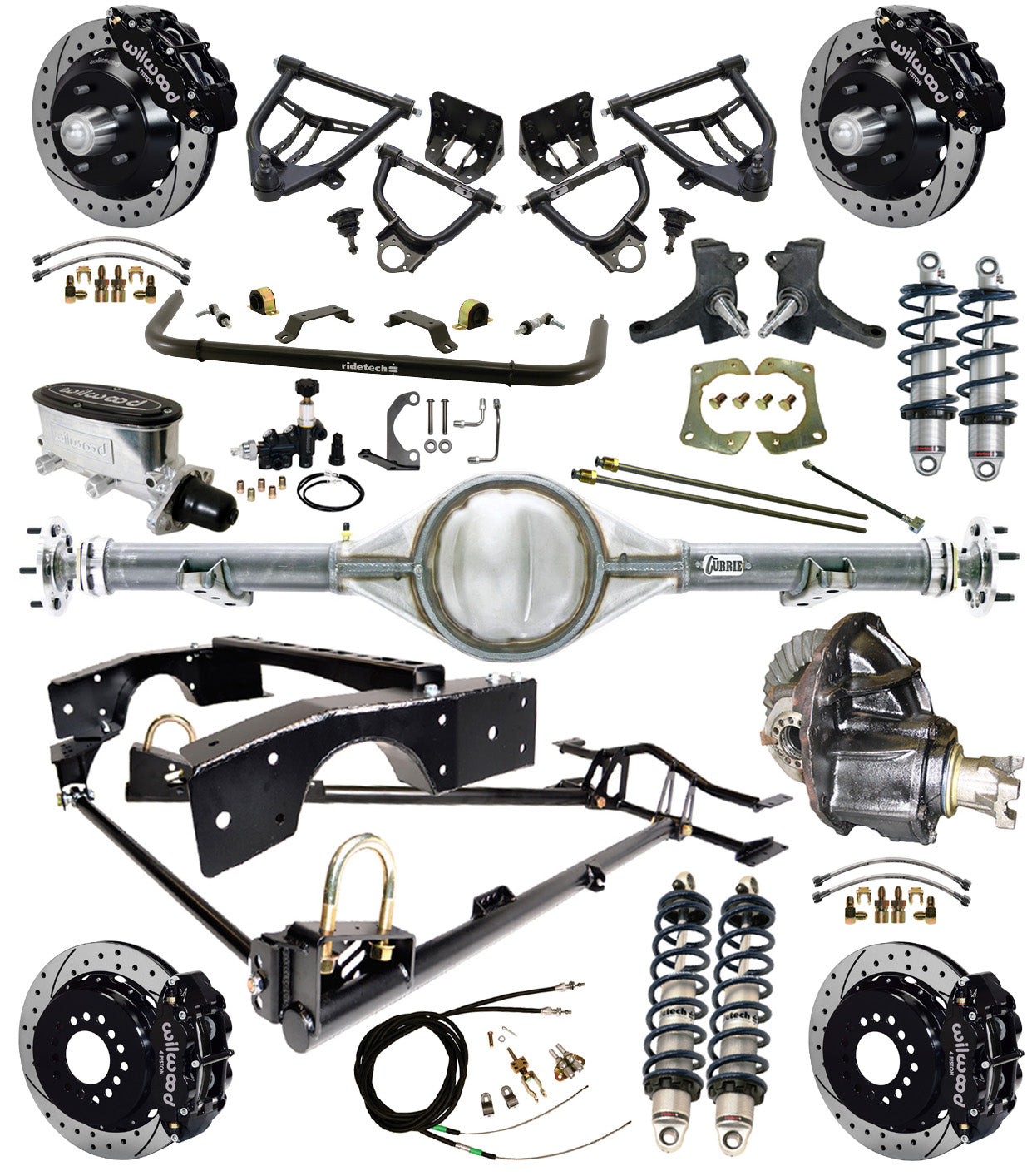 COILOVER,ARMS,CURRIE REAR,WILWOOD 13" DRILLED,BLACK,63-70 C10