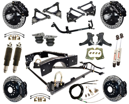 AIR RIDE SUSPENSION,WILWOOD 13/12" DRILLED,BLACK,63-70 C10