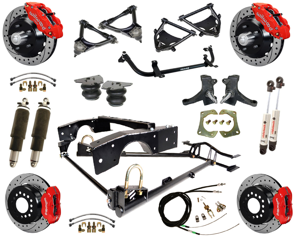 AIR RIDE SUSPENSION,WILWOOD 13/12" DRILLED,RED,63-70 C10