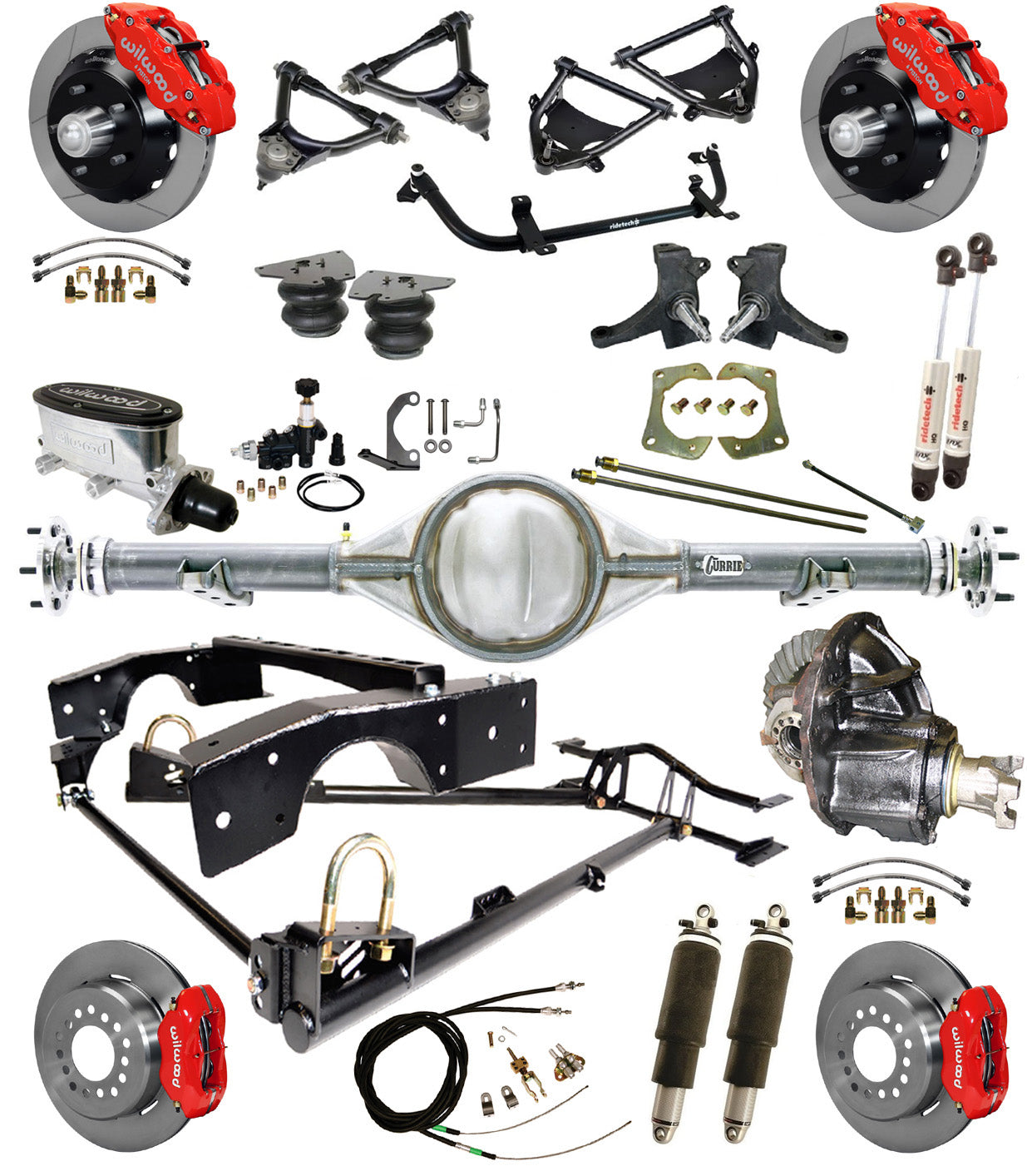 AIR RIDE SUSPENSION,CURRIE REAR,WILWOOD 13/12",RED,63-70 C10