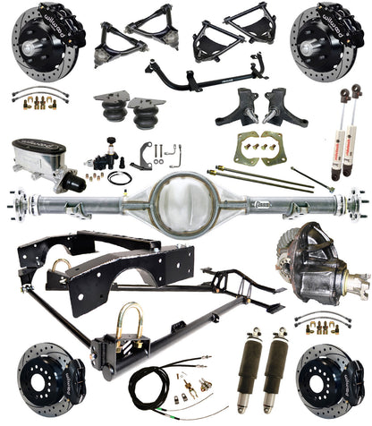 AIR RIDE SUSPENSION,CURRIE REAR,WILWOOD 13/12" DRILLED,BLACK,63-70 C10