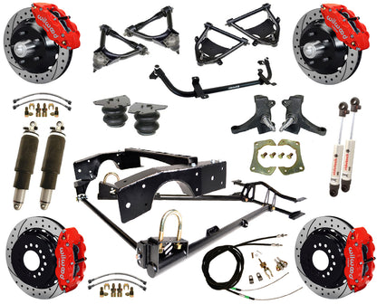 AIR RIDE SUSPENSION,WILWOOD 13" DRILLED,RED,71-72 C10