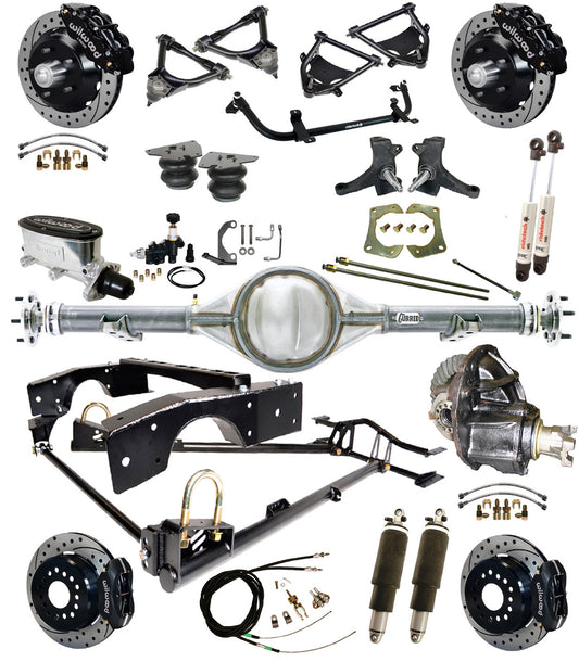 AIR RIDE SUSPENSION,CURRIE REAR,WILWOOD 13/12" DRILLED,BLACK,71-72 C10