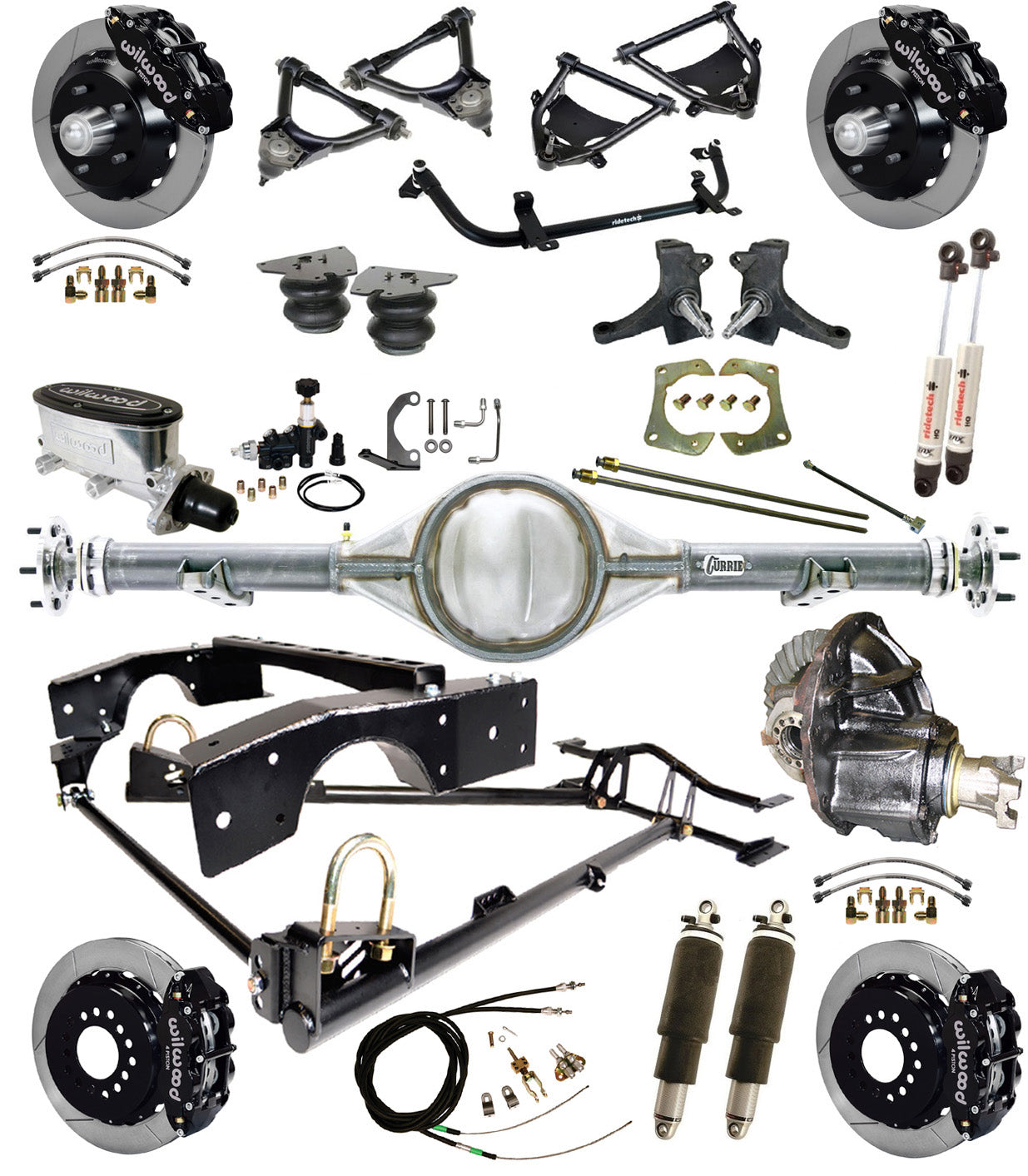 AIR RIDE SUSPENSION,CURRIE REAR,WILWOOD 13" BRAKES,BLACK,71-72 C10