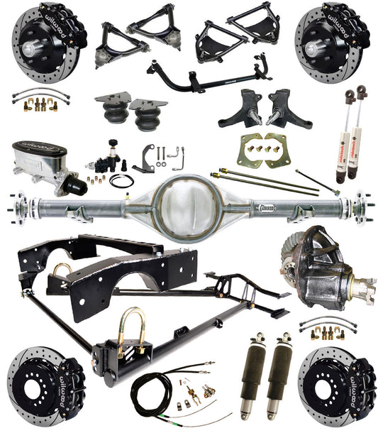 AIR RIDE SUSPENSION,CURRIE REAR,WILWOOD 13" DRILLED,BLACK,71-72 C10