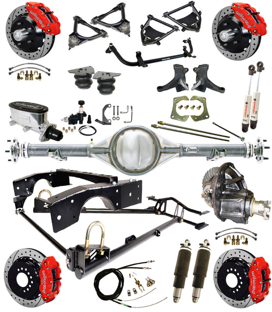 AIR RIDE SUSPENSION,CURRIE REAR,WILWOOD 13" DRILLED,RED,71-72 C10