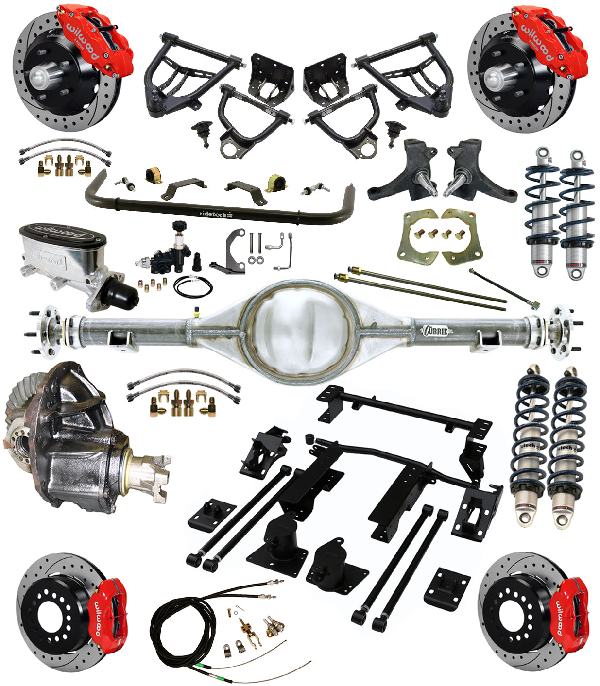 COILOVER,ARMS,CURRIE REAR,WILWOOD 13/12",DRILLED,RED