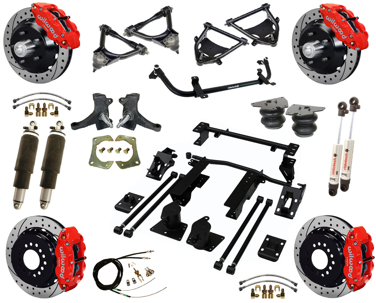 AIR RIDE SUSPENSION,WILWOOD 13" DRILLED,RED,73-87 C10