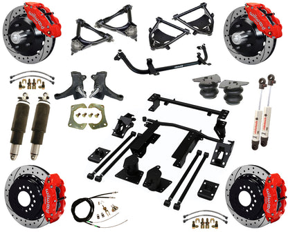 AIR RIDE SUSPENSION,WILWOOD 13" DRILLED,RED,73-87 C10