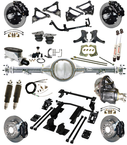 AIR RIDE SUSPENSION,CURRIE REAR,WILWOOD 13/12",BLACK,73-87 C10