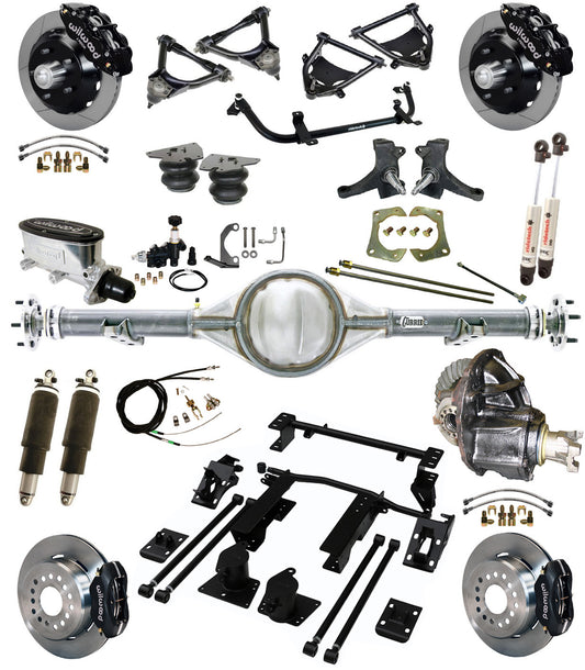 AIR RIDE SUSPENSION,CURRIE REAR,WILWOOD 13/12",BLACK,73-87 C10