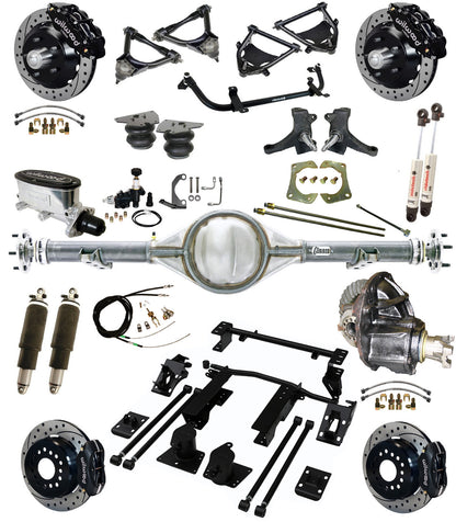AIR RIDE SUSPENSION,CURRIE REAR,WILWOOD 13/12" DRILLED,BLACK,73-87 C10
