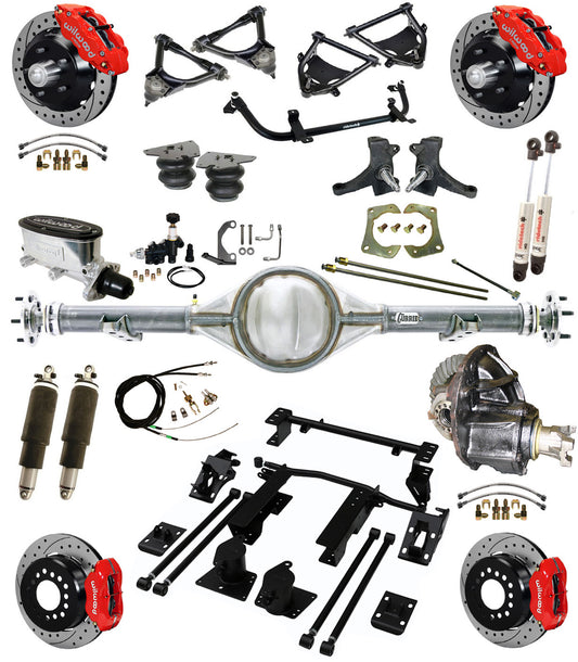 AIR RIDE SUSPENSION,CURRIE REAR,WILWOOD 13/12" DRILLED,RED,73-87 C10