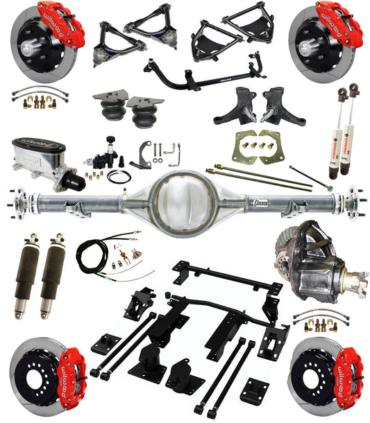AIR RIDE SUSPENSION,CURRIE REAR,WILWOOD 13" BRAKES,RED,73-87 C10