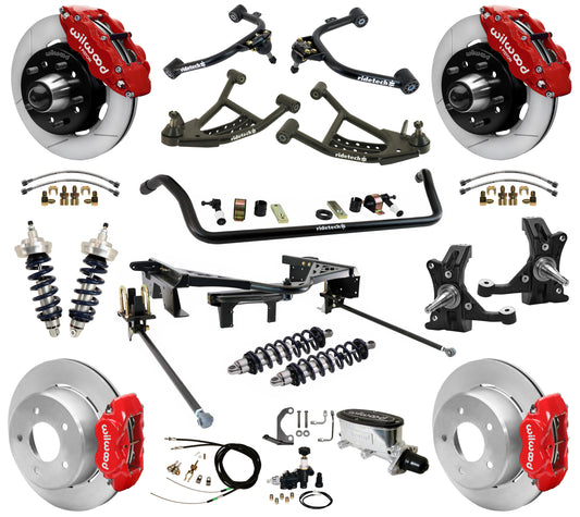 COILOVER SYSTEM,WILWOOD 12" BRAKES,RED,88-98 C1500 TRUCK