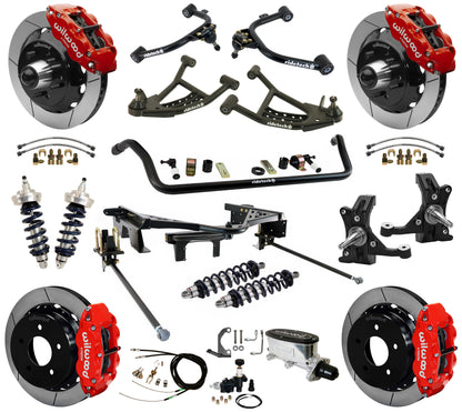 COILOVER SYSTEM,WILWOOD 13" BRAKES,RED,88-98 C1500 TRUCK