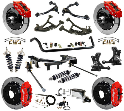 COILOVER SYSTEM,WILWOOD 14" BRAKES,RED,88-98 C1500 TRUCK