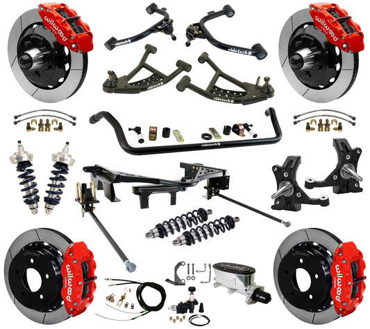COILOVER SYSTEM,WILWOOD 14" BRAKES,RED,88-98 C1500 TRUCK