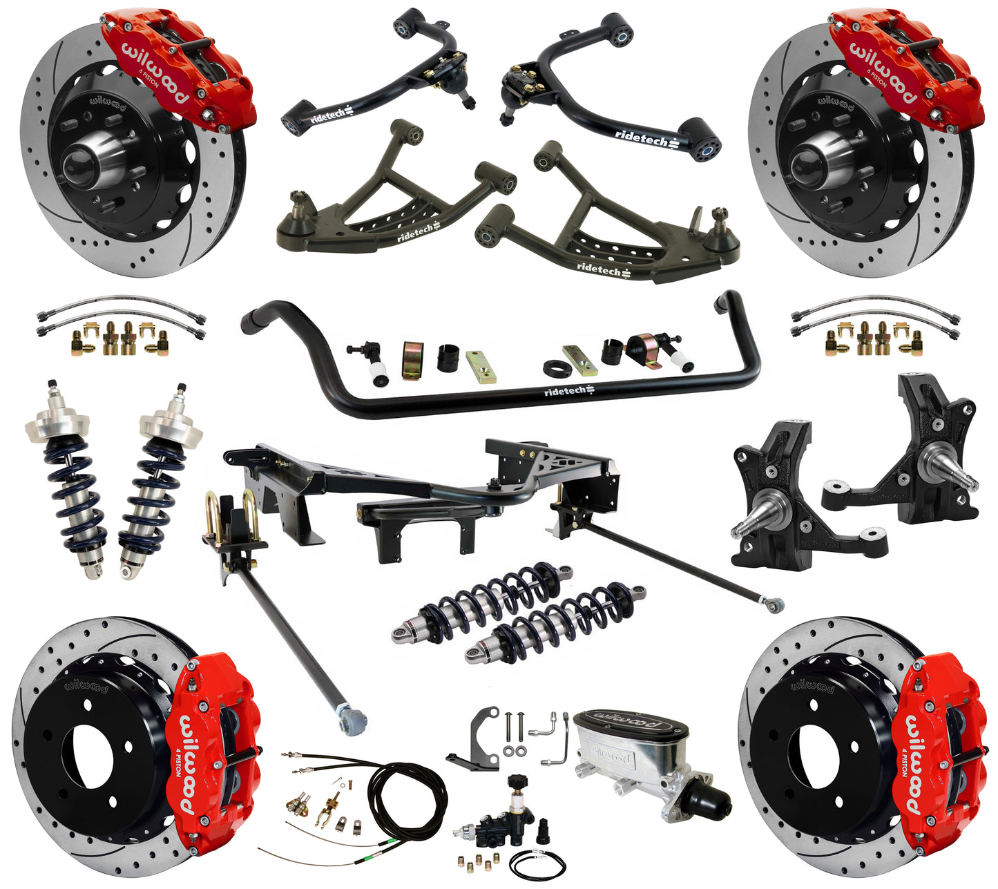COILOVER SYSTEM,WILWOOD 14" DRILL,RED,88-98 C1500 TRUCK