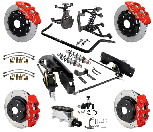 COILOVER SYSTEM,WILWOOD 14" BRAKES,RED,99-06 GM 1500