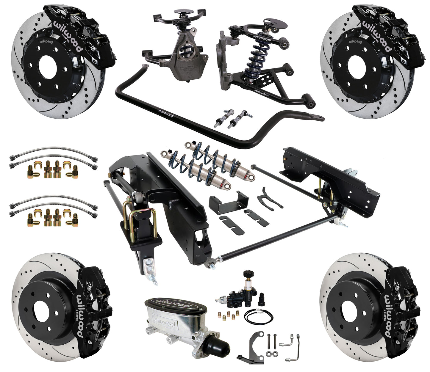 COILOVER SYSTEM,WILWOOD 14" DRILLED BRAKES,BLACK,99-06 GM 1500