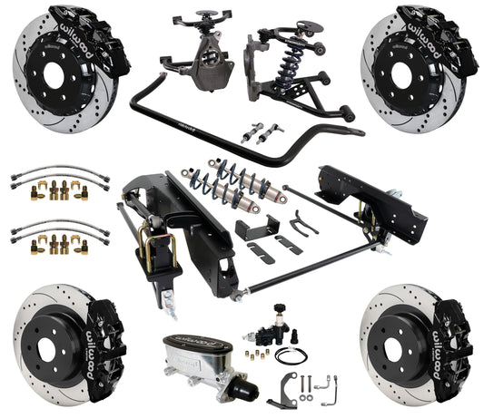 COILOVER SYSTEM,WILWOOD 14" DRILLED BRAKES,BLACK,99-06 GM 1500