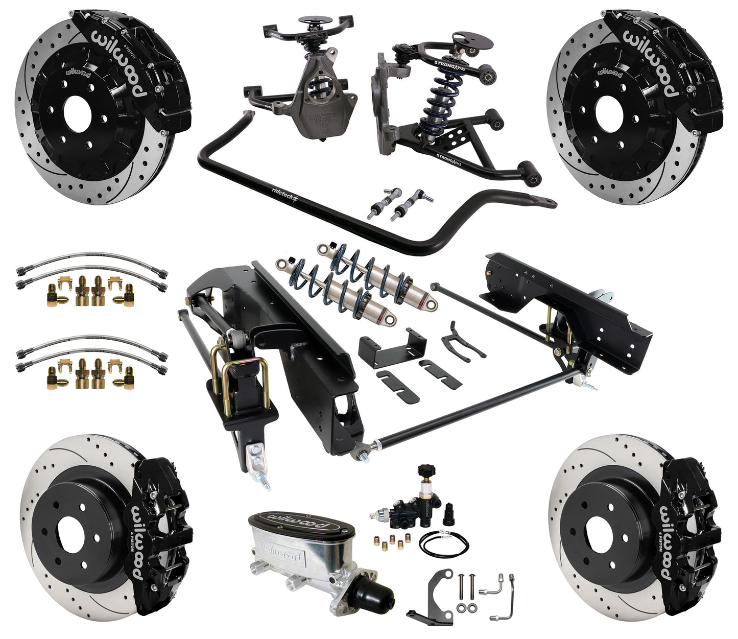 COILOVER SYSTEM,WILWOOD 16/14" DRILLED BRAKES,BLACK,99-06 GM 1500