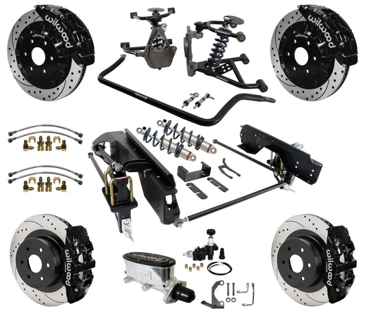 COILOVER SYSTEM,WILWOOD 16/14" DRILLED BRAKES,BLACK,99-06 GM 1500