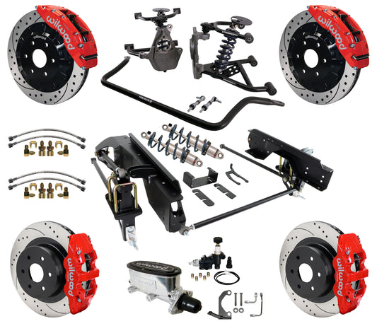 COILOVER SYSTEM,WILWOOD 16/14" DRILLED BRAKES,RED,99-06 GM 1500