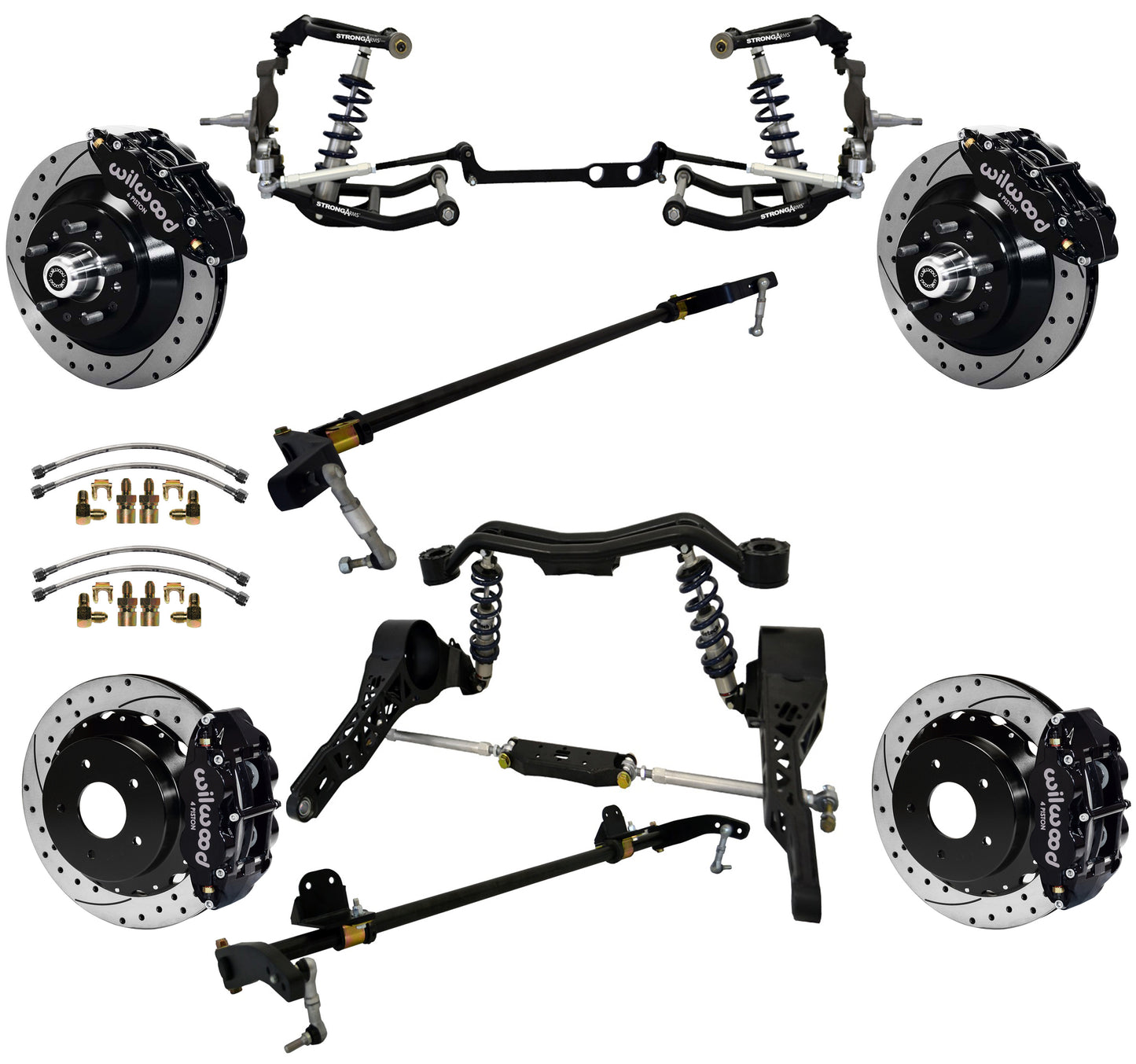 COILOVER SYSTEM W/REAR BAR,WILWOOD 13" DRILLED