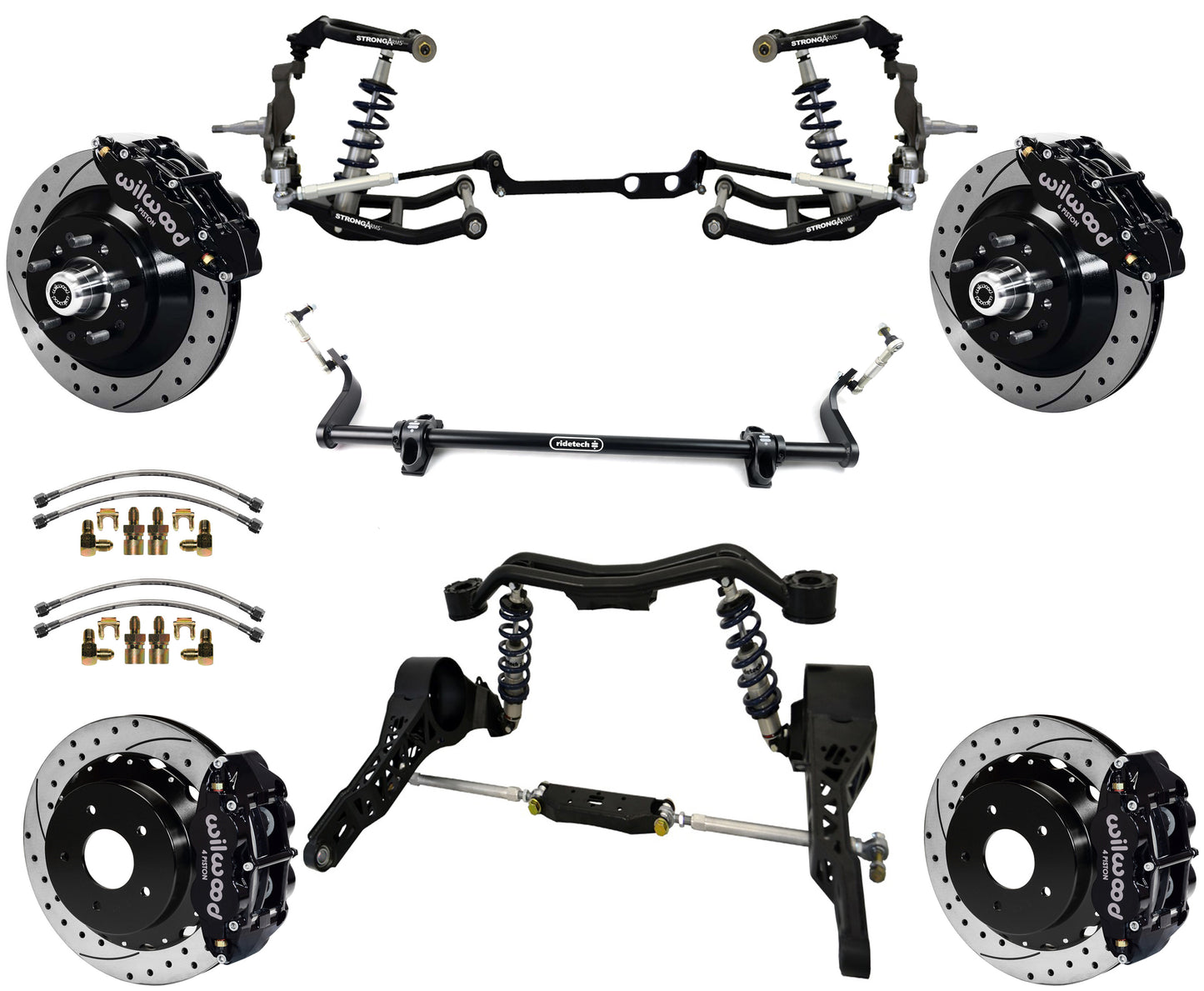 COILOVER SYSTEM,WILWOOD 13" BRAKES,DRILLED,BLACK,65-79 CORVETTE