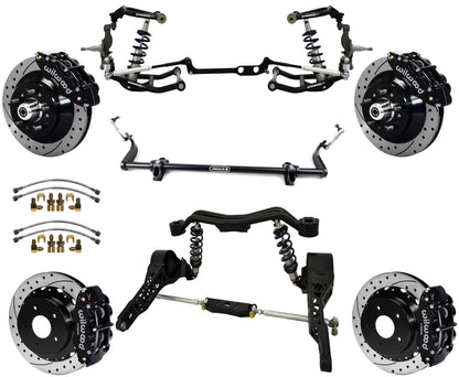 COILOVER SYSTEM,WILWOOD 13" BRAKES,DRILLED,BLACK,65-79 CORVETTE