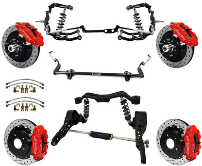 COILOVER SYSTEM,WILWOOD 13" BRAKES,DRILLED,RED,65-79 CORVETTE