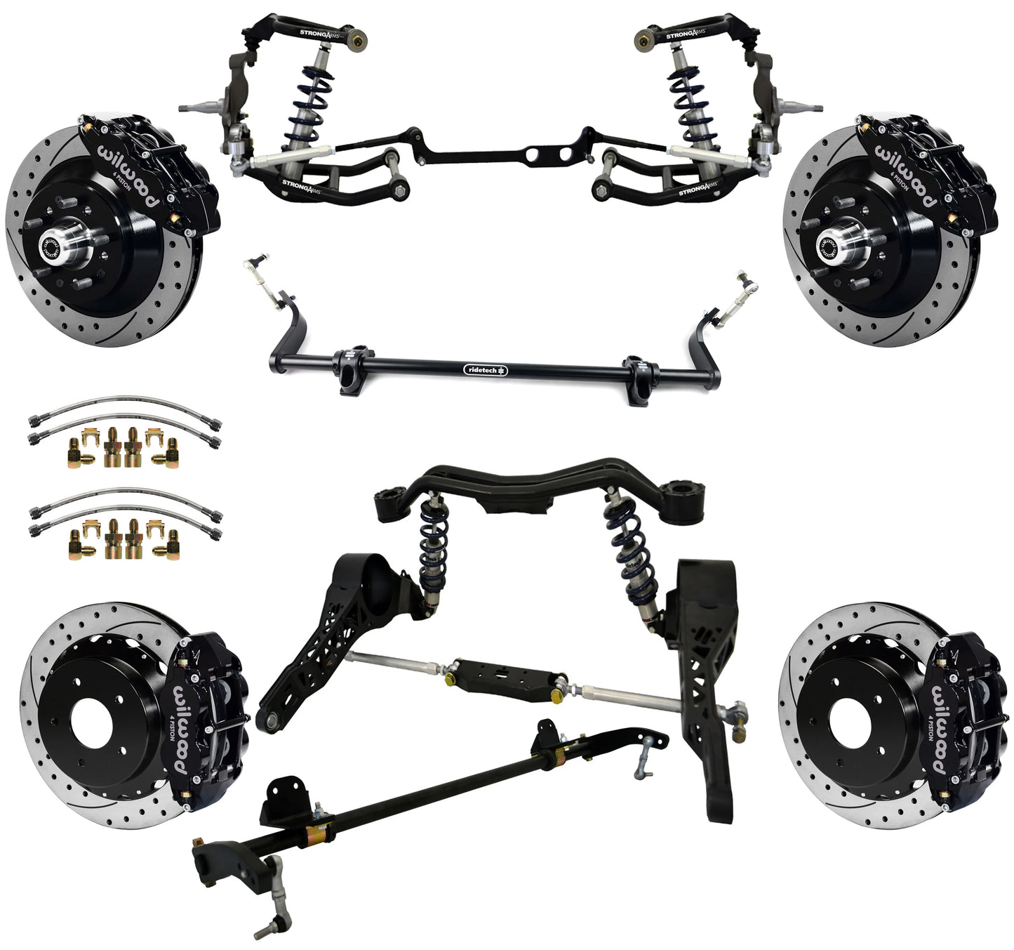 COILOVER SYSTEM W/REAR BAR,WILWOOD 13" DRILLED,65-79 CORVETTE