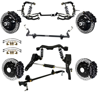 COILOVER SYSTEM W/REAR BAR,WILWOOD 13" DRILLED,65-79 CORVETTE