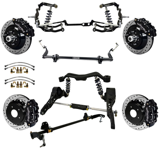 COILOVER SYSTEM W/REAR BAR,WILWOOD 13" DRILLED,65-79 CORVETTE