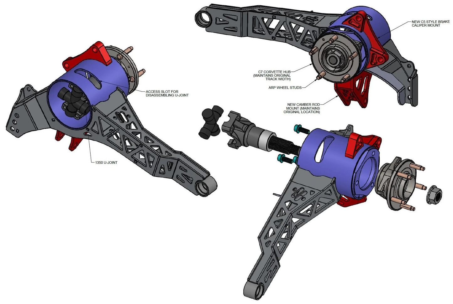 REAR STRONG ARM SYSTEM FOR C7 HUBS,63-79 CORVETTE