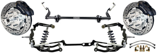 FRONT COILOVER,STEERING,WILWOOD 12" DRILL,BLK,63-82 CORVETTE