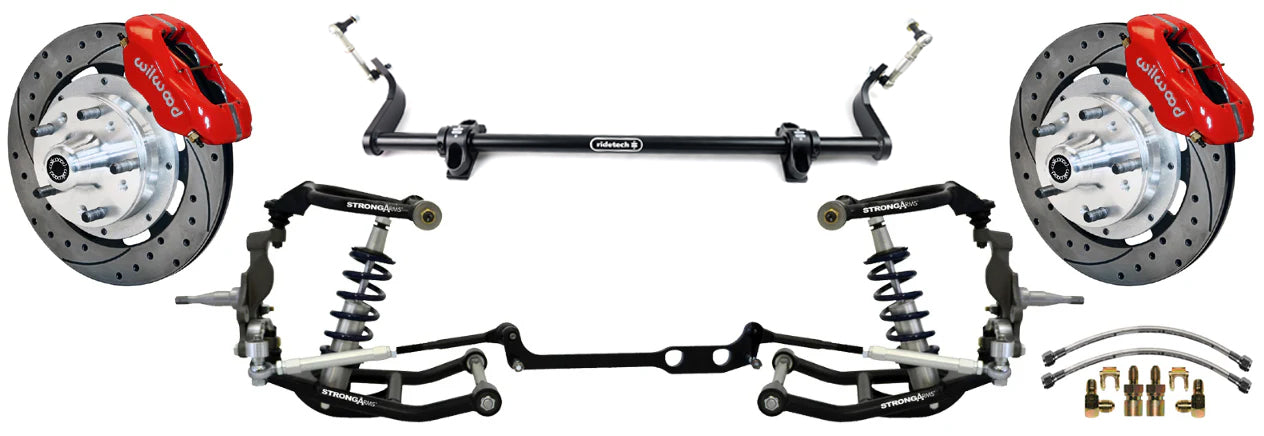 FRONT COILOVER,STEERING,WILWOOD 12" DRILL,RED,63-82 CORVETTE