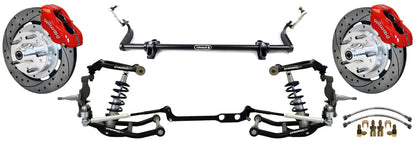 FRONT COILOVER,STEERING,WILWOOD 12" DRILL,RED,63-82 CORVETTE