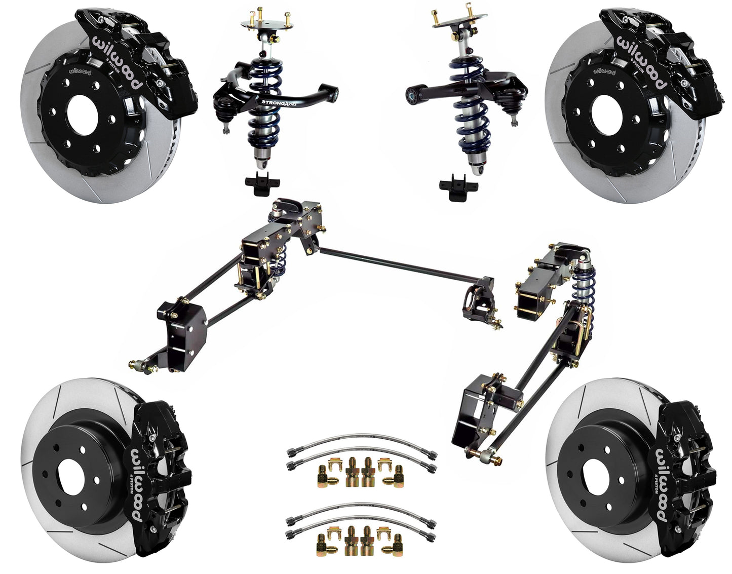 COILOVER SYSTEM,WILWOOD 14" BRAKES,BLACK,07-16 GM 1500,CAST ARMS,6 LUG
