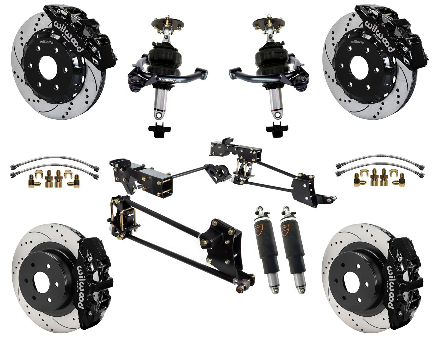 AIR RIDE SYSTEM,WILWOOD 14" DRILLED,BLACK,07-16 GM 1500,CAST ARMS,6 LUG