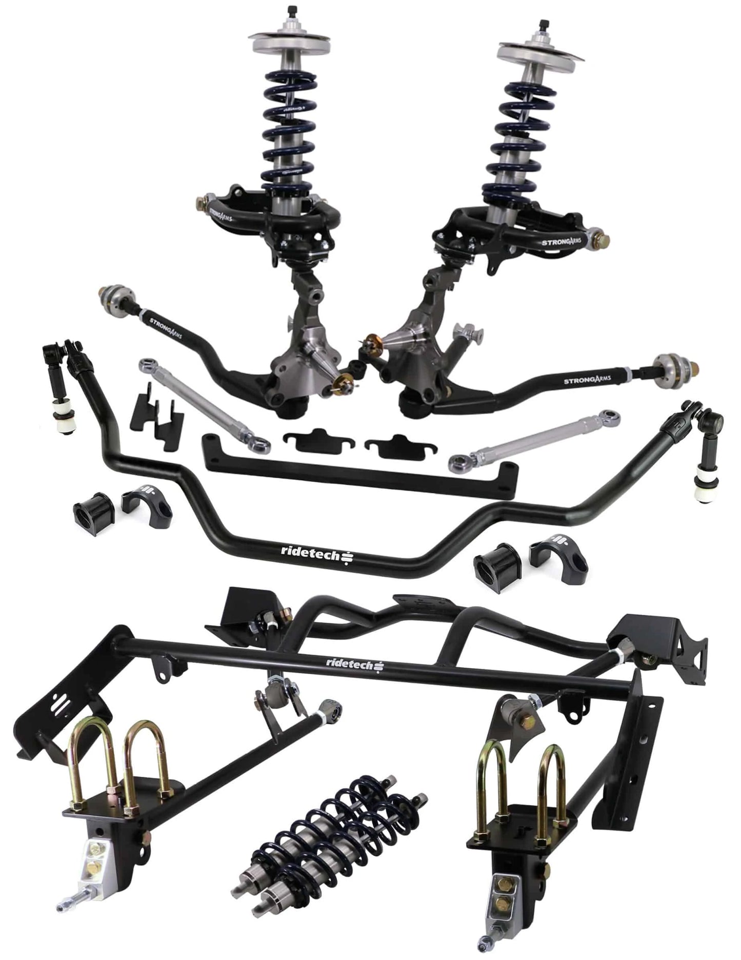 COILOVER & 4-LINK SYSTEM,ARMS,WILWOOD 12" BRAKES,BLACK CALIPERS,64-66 MUSTANG