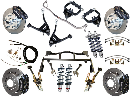 COILOVER & 4-LINK SYSTEM,ARMS,WILWOOD 11" BRAKES,BLACK CALIPERS,67-70 MUSTANG