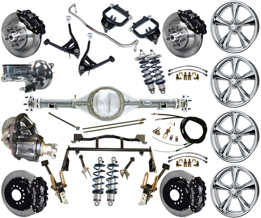 COILOVER & 4-LINK SYSTEM,CURRIE REAR END,WILWOOD 13" BRAKES,BLACK,BSI WHEELS