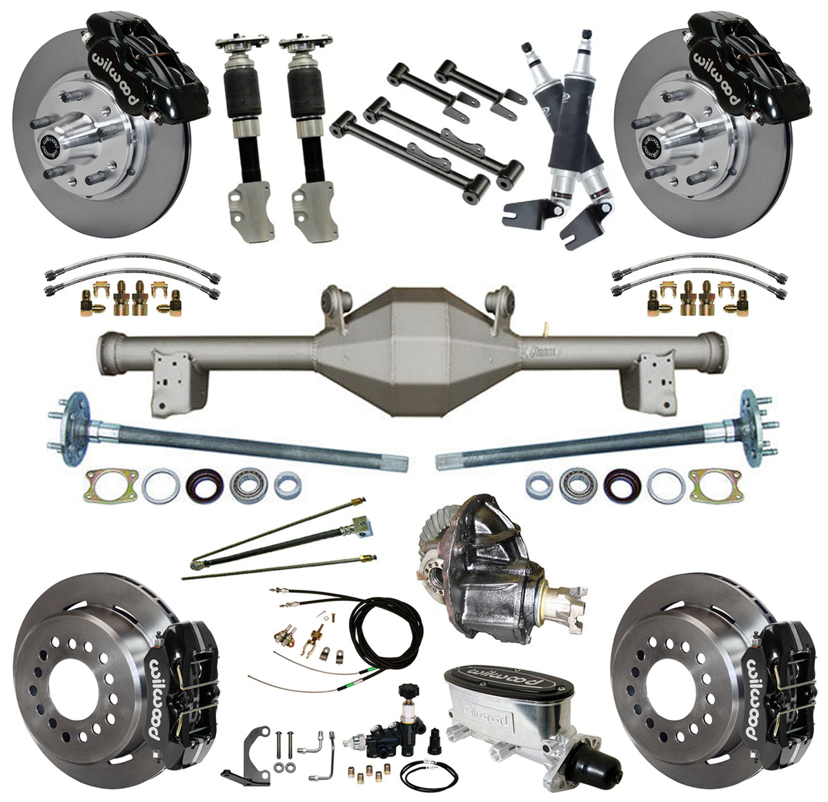 AIR RIDE SYSTEM,CURRIE REAR,WILWOOD BRAKES,11" BLACK,90-93 FORD MUSTANG