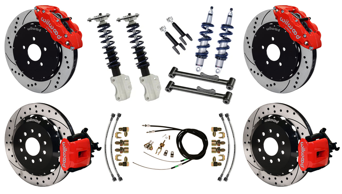 COILOVER SYSTEM,CURRIE REAR,WILWOOD BRAKES,14/13" DRILL,RED,94-04 FORD MUSTANG