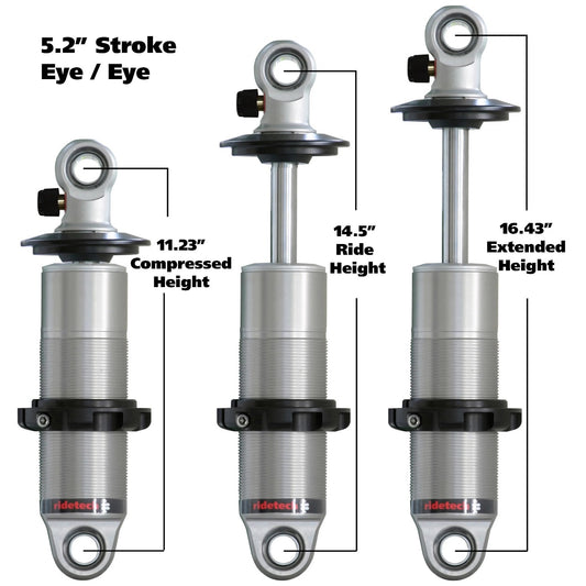HQ SERIES COILOVER SHOCK,SINGLE,ANODIZED,1.7",5.2"